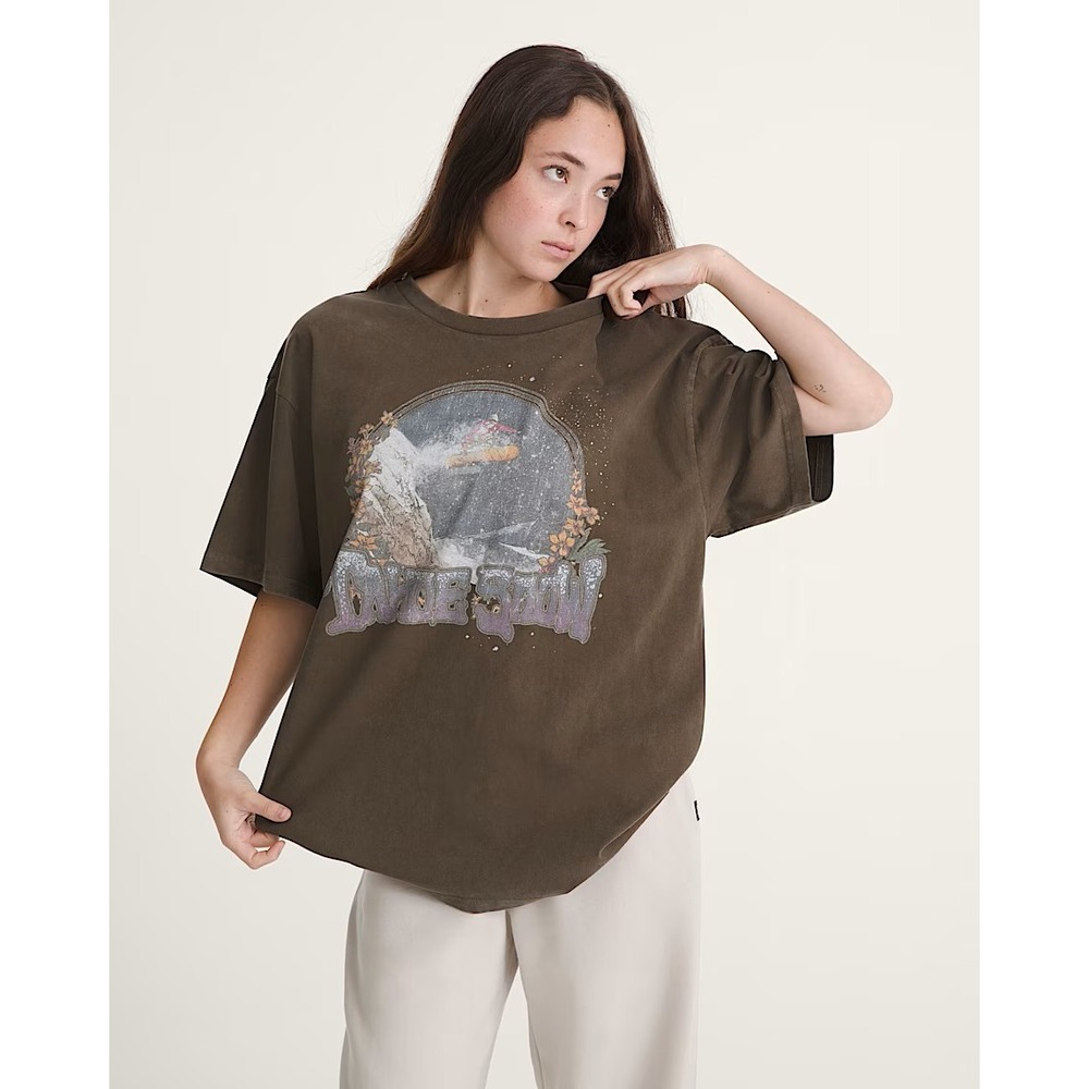 Vans Snow Chutes Graphic T-Shirt Faded Brown Short Sleeve Women Size M NWT